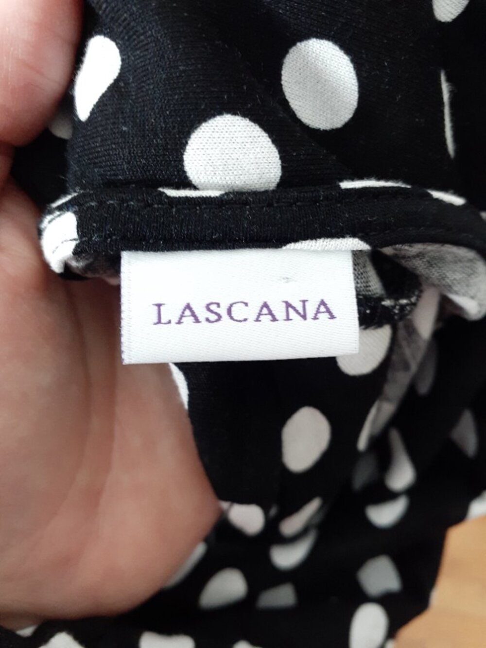 Lascana Wrap Top Sleeveless Dress Size 6 Polka Dot Black White Midi 939A - Picture 5 of 7